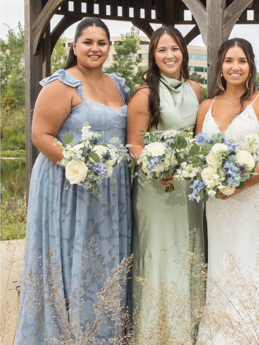 Hello Molly Satin Halter Maxi Dress in Sage - Picture 2 of 2